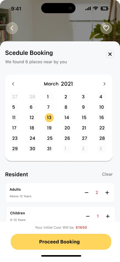 Property search and filtering screen