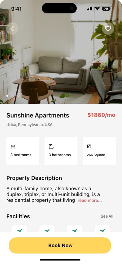 Property details and agent messaging screen